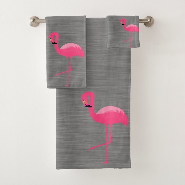 CONJUNTO DE TOALHAS CINZA DE TEXTURA SUPORTADA FLAMINGO BANTHROOM TOWE (Insitu)