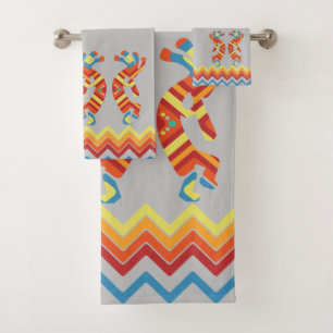 Conjunto De Toalhas Cinza do sudoeste de Kokopelli Bath Towel Set