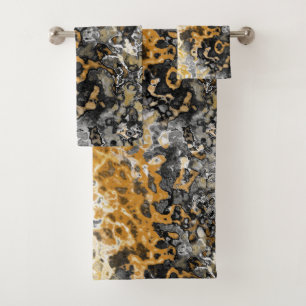 Conjunto De Toalhas Cinza e abstrato amarelo