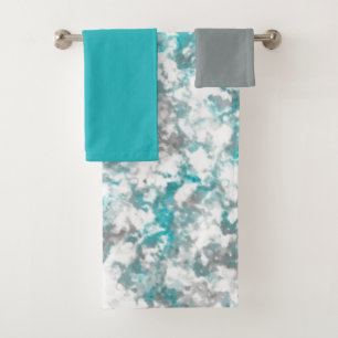 Conjunto De Toalhas Cinza e abstrato branca
