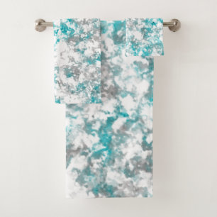 Conjunto De Toalhas Cinza e abstrato branca