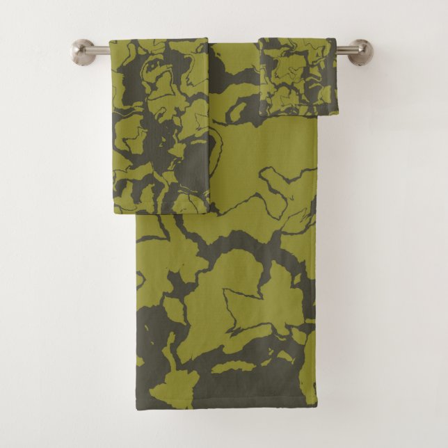Conjunto De Toalhas Cinza e abstrato Verde (Insitu)