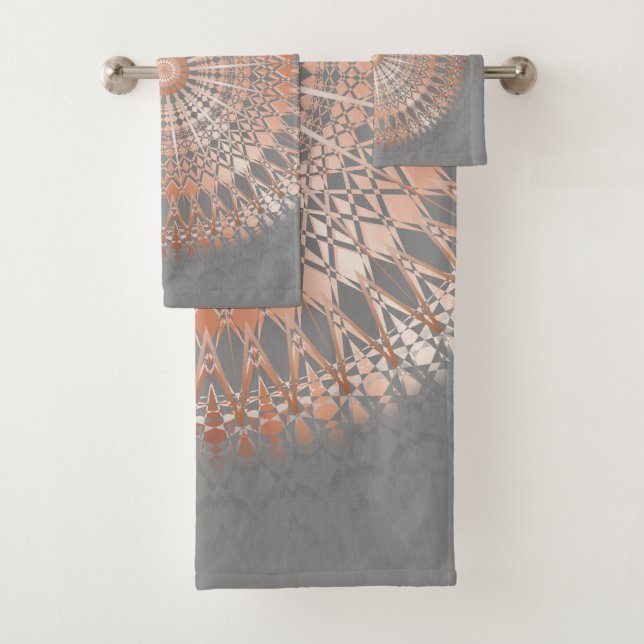Conjunto De Toalhas Cinza e Dourado Rosa | Mandala Moderna (Insitu)