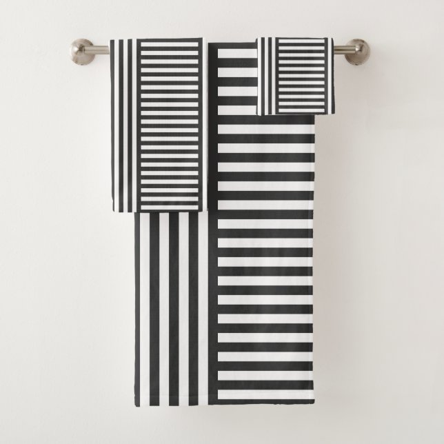 Conjunto De Toalhas Cinza e geometria branca (Insitu)