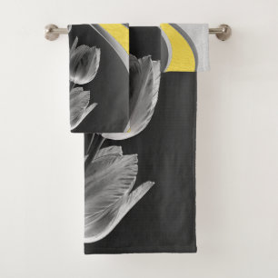 Conjunto De Toalhas Cinza e tulipas amarelas - flor de 2021 cores