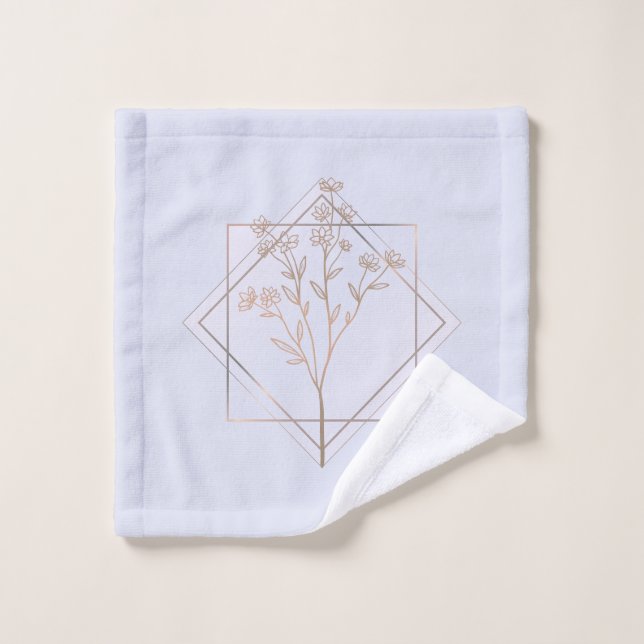 Conjunto De Toalhas cinza lavanda com design floral ouro (Pano de lavar)