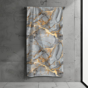 Conjunto De Toalhas Cinza Marble Gold Foil