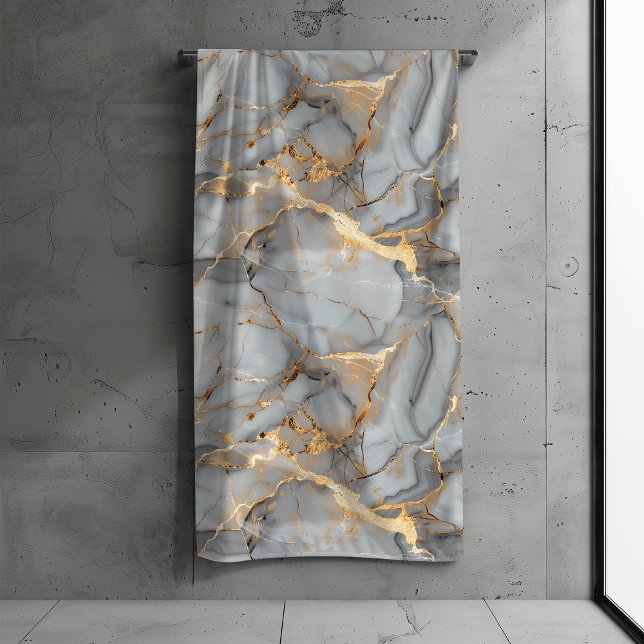 Conjunto De Toalhas Cinza Marble Gold Foil (Criador carregado)