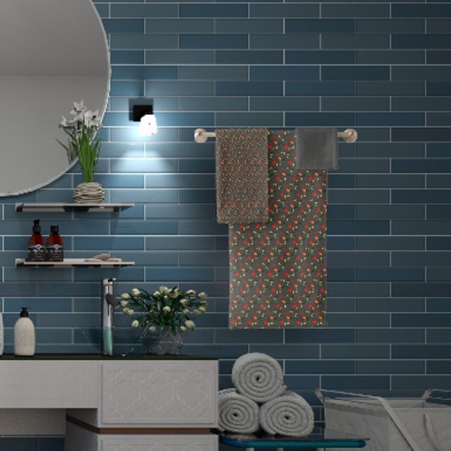 Conjunto De Toalhas Cinza Mini flor selvagem (Criador carregado)