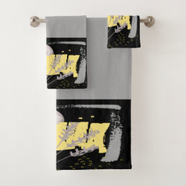 Conjunto De Toalhas Cinza Moon e abstrato de aquarela