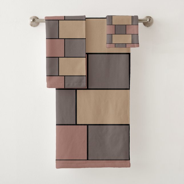 Conjunto De Toalhas Cinza Peach Parede Brick Rosa (Insitu)