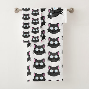 Conjunto De Toalhas Cinza Preta de Gato Negro Óculos para Vestir Gato