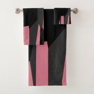 Conjunto De Toalhas Cinza rosa e Abstrato preto
