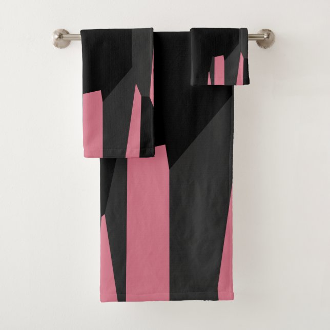 Conjunto De Toalhas Cinza rosa e Abstrato preto (Insitu)