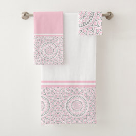Conjunto De Toalhas Cinza rosa e moderna Mandala