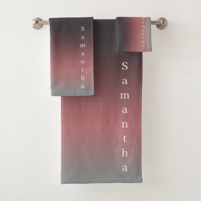 Conjunto De Toalhas Cinza, rosa, gradiente preto, Ombre. (Insitu)