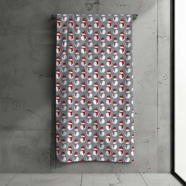 Conjunto De Toalhas Cinza Snowman Burgundy Natal (Criador carregado)