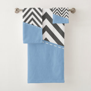 Conjunto De Toalhas Cinza Zigzag, Cinza Chevron, Zigzag Patterno, Azul