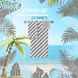 Conjunto De Toalhas Cinzas brancas riscadas