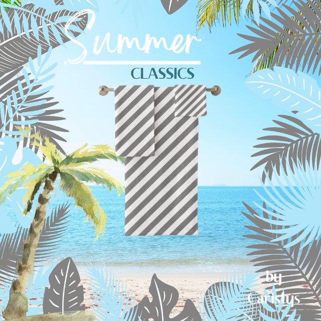 Conjunto De Toalhas Cinzas brancas riscadas (Criador carregado)