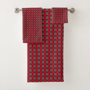 Conjunto De Toalhas Cinzas checkered sem emenda do vermelho do teste