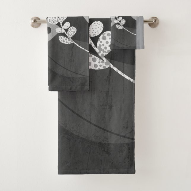 Conjunto De Toalhas cinzas de abstrato moderna e preto (Insitu)