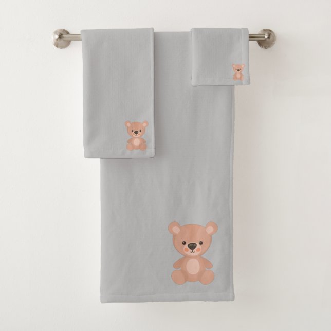 Conjunto De Toalhas Cinzas de bonecas rosa adoráveis (Insitu)