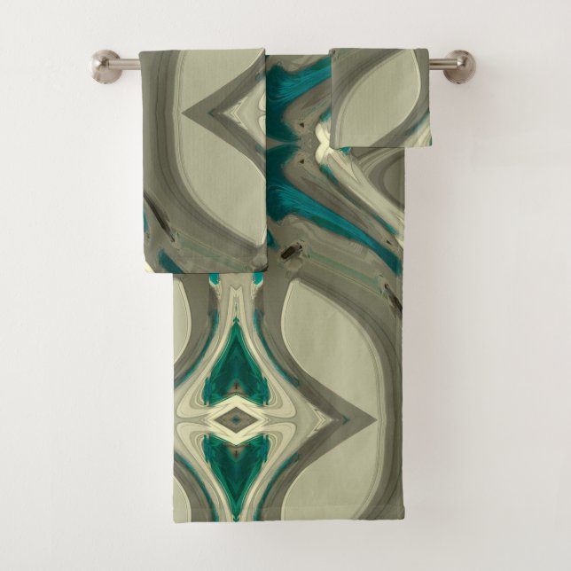 Conjunto De Toalhas Cinzas e Abstrato-arte azul (Insitu)