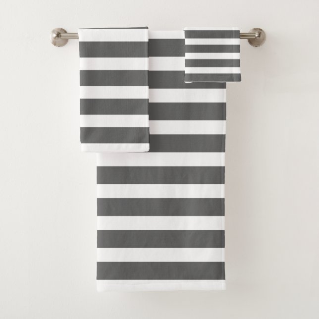 Conjunto De Toalhas Cinzas e faixas brancas modernas (Insitu)