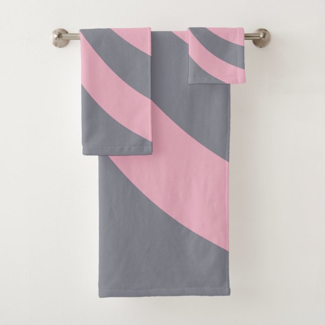 Conjunto De Toalhas Cinzas e Onda Rosa (Insitu)