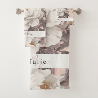Conjunto De Toalhas Cinzas elegantes da safra rustica floral