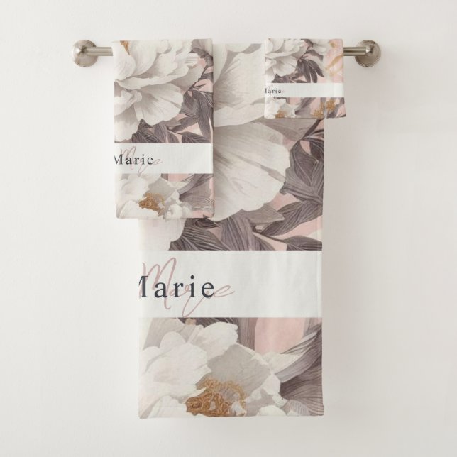 Conjunto De Toalhas Cinzas elegantes da safra rustica floral (Insitu)