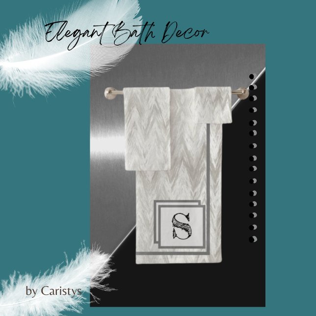 Conjunto De Toalhas Cinzas Modernas Monogramas (Criador carregado)