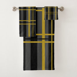 Conjunto De Toalhas Cinzas Negras Douradas