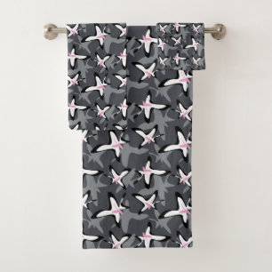 Conjunto De Toalhas Cinzas rosa flores modernas da abstrato