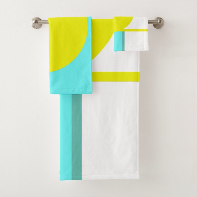 Conjunto De Toalhas Círculo de Abstrato de Arte Negrito Turquesa Verde (Insitu)