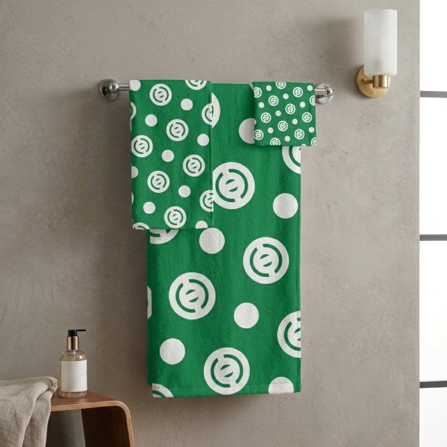Conjunto De Toalhas Círculo de Bolinhas Verde Padrão Geométrico Minima (Criador carregado)