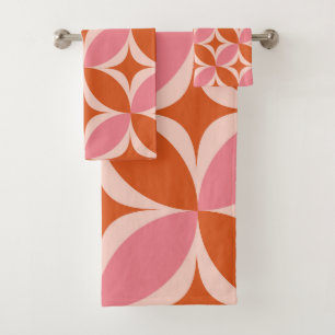 Conjunto De Toalhas Círculo de meio século estoura-se rosa e laranja