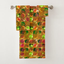 Conjunto De Toalhas Círculo de textura em laranja bruto