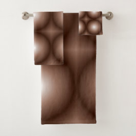 Conjunto De Toalhas Círculo Geométrico 3D Escuro Mocha Mousse Branco