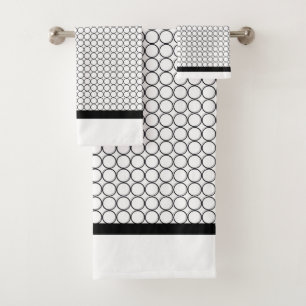 Conjunto De Toalhas Círculo Repetir Banda Preta