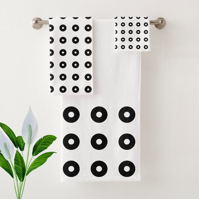 Conjunto De Toalhas Círculos Abstratos Preto e Branco (Criador carregado)