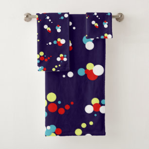 Conjunto De Toalhas Círculos Amarelos Vermelhos Azuis-Abstrato de-Arte
