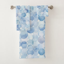 Conjunto De Toalhas Círculos Brancos Azul Aquarela Padrão Moderno