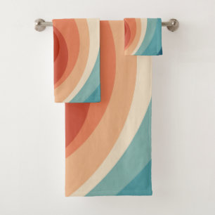 Conjunto De Toalhas Círculos coloridos do estilo retrô, design