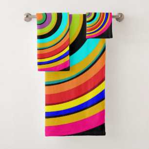 Conjunto De Toalhas Círculos de arco-íris Funky Design