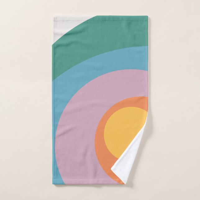 Conjunto De Toalhas Círculos de estilo retrô multicolorido (Toalha de mão)