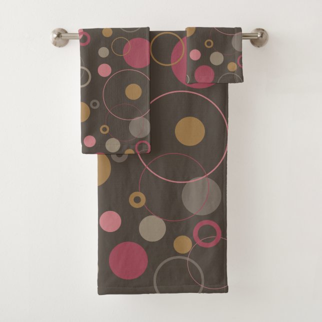 Conjunto De Toalhas Círculos de Mocha do Café rosa (Insitu)