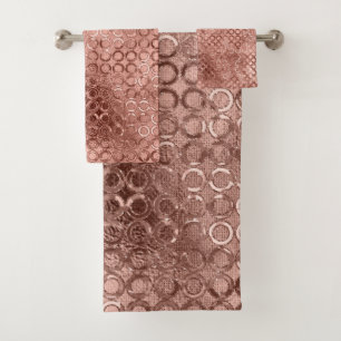 Conjunto De Toalhas Círculos de Ouro Rosa Brilhante Luxo Faísca Rosa M