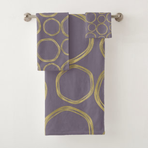 Conjunto De Toalhas Círculos Dourados & Roxo Bege Rústico Moderno Tend